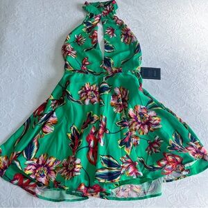 NWT Michael Costello x Revolve Green Floral Mini Dress